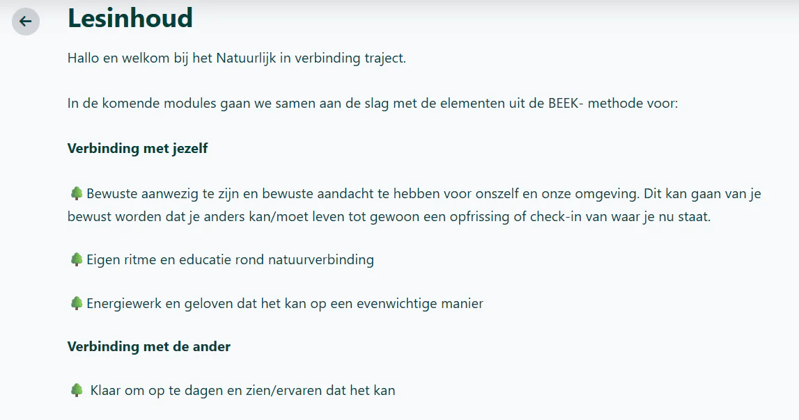 lesinhoud - natuurlijk in verbinding traject